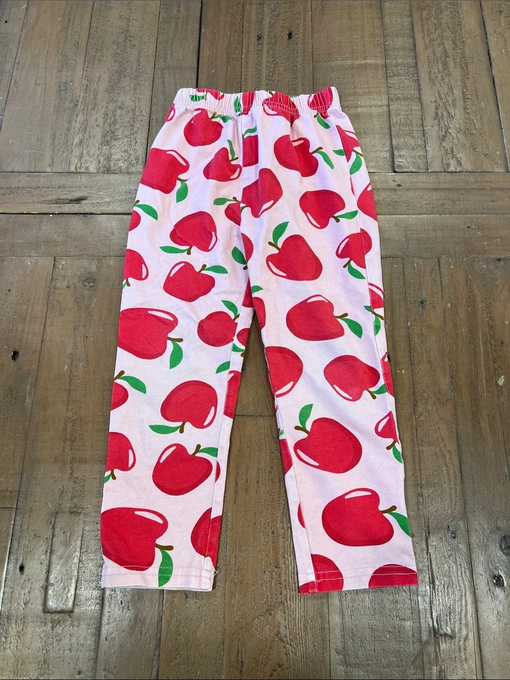 Cecil and Lou pink apple print ruffled two piece top and pants set 3T